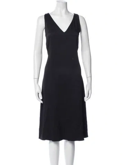 Pre-owned Celine V-neck Midi Length Dress In Blue