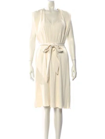Pre-owned Celine V-neck Midi Length Dress In Neutral