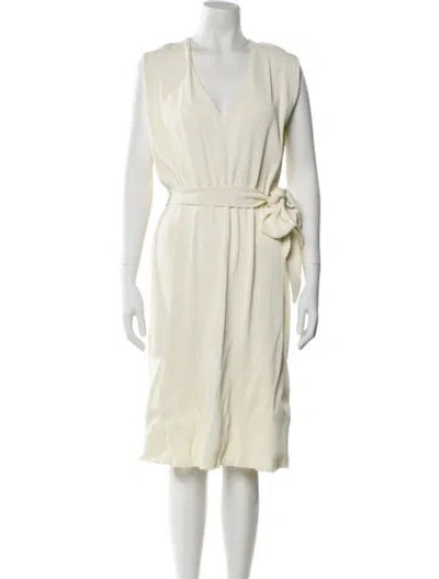 Pre-owned Celine V-neck Midi Length Dress In Neutral