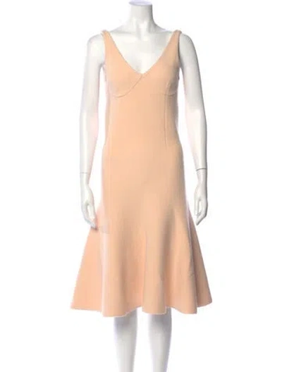 Pre-owned Celine V-neck Midi Length Dress In Neutral
