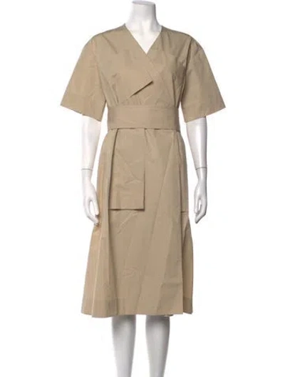 Pre-owned Celine V-neck Midi Length Dress In Neutrals