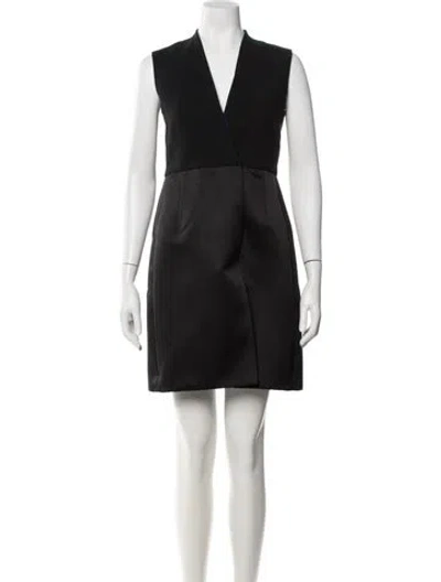 Pre-owned Celine V-neck Mini Dress In Black