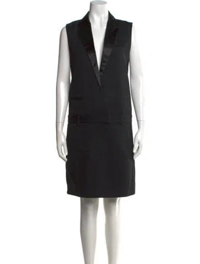 Pre-owned Celine V-neck Mini Dress In Black