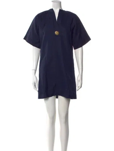 Pre-owned Celine V-neck Mini Dress In Blue