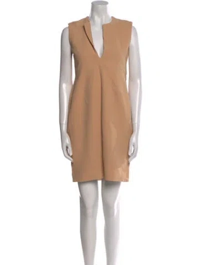 Pre-owned Celine V-neck Mini Dress In Neutral