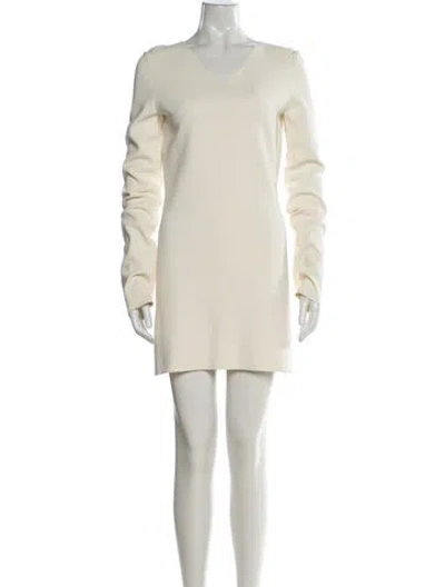 Pre-owned Celine V-neck Mini Dress In Neutral