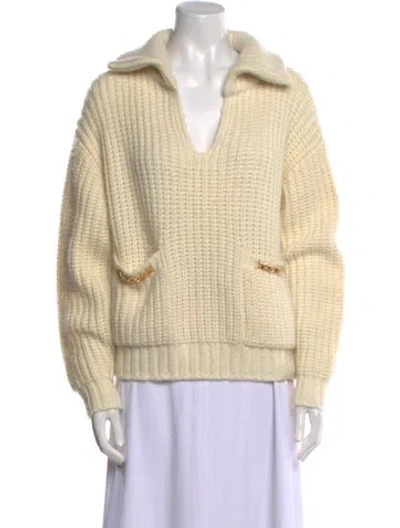 Pre-owned Celine V-neck Pullover Wool Sweater W/ Tags In Neutral