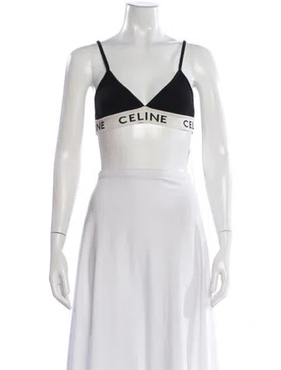 Pre-owned Celine V-neck Sleeveless Sports Bra In Black