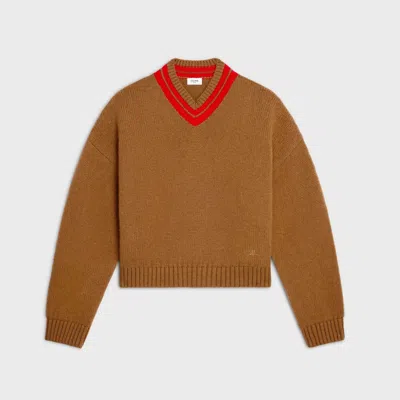 Celine V-neck Sweater In Cashmere In Brown