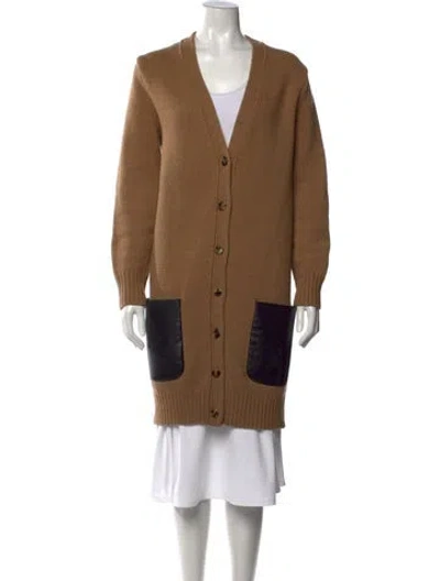 Pre-owned Celine V-neck Sweater In Brown