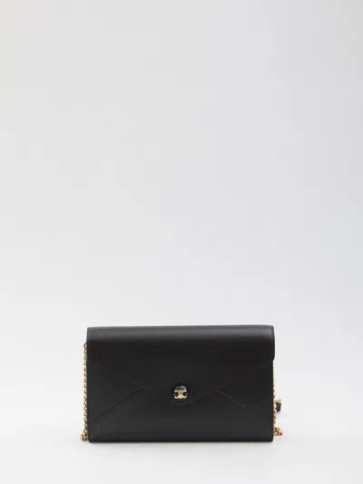 Celine Wallet On Chain Envelope In Leather In Black