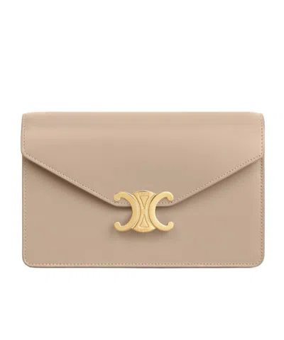 Celine Wallet On Chain Margo In Shiny Calfskin In Brown