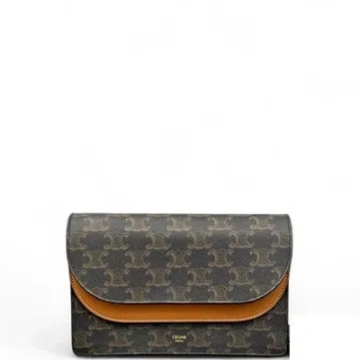 Pre-owned Celine Wallet On Strap In Black/brown