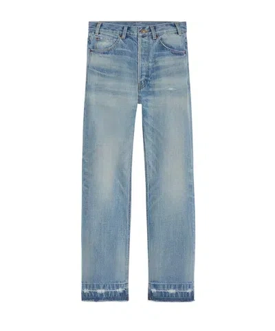 Celine Washed Denim Pants In Blue