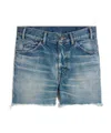 Celine Washed Denim Shorts In Gray
