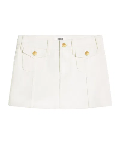 Celine Washed Mini Skirt In White