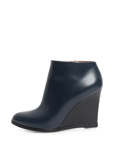 Pre-owned Celine Wedge Ankle Boots In Blue