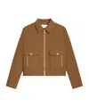 Celine Western Blouson Jacket In Cotton Twill In Brown