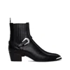 Celine Men Isaac Western Chelsea Boot With Harness And Metal Toe In Calfskin With Tejus Print Black In Black