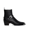 Celine Men Isaac Western Chelsea Boot With Harness And Metal Toe In Calfskin With Tejus Print Black In Black
