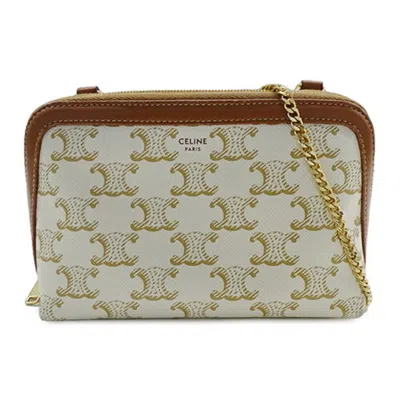 Pre-owned Celine White Canvas Leather Shoulder Bag ()