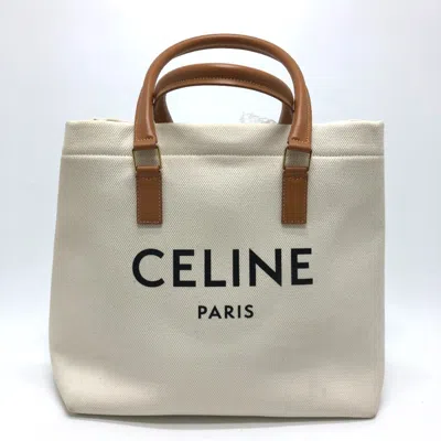 Pre-owned Celine White Canvas Leather Tote Bag ()