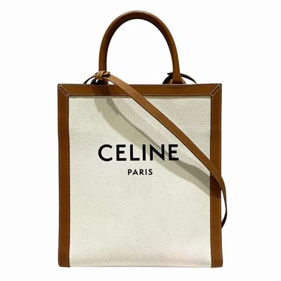 Pre-owned Celine White Canvas Leather Tote Bag ()