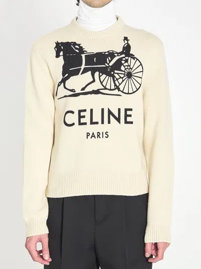 Celine White Cashmere Pullover In Neutral