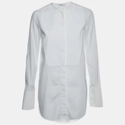 Pre-owned Celine White Cotton Chinese Collar Shirt S