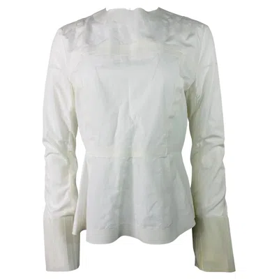 Pre-owned Celine White Cotton Long Sleeves Blouse Top Size 40