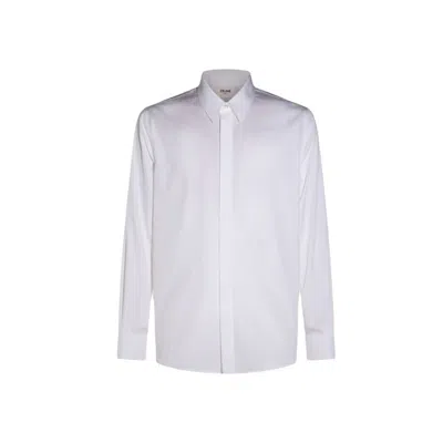Celine White Cotton Poplin Shirt With Pointed Collar