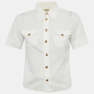 Pre-owned Celine White Cotton Short Sleeve Chelsea Shirt S