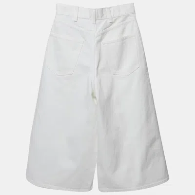 Pre-owned Celine White Denim Capri Pants S Waist 26"