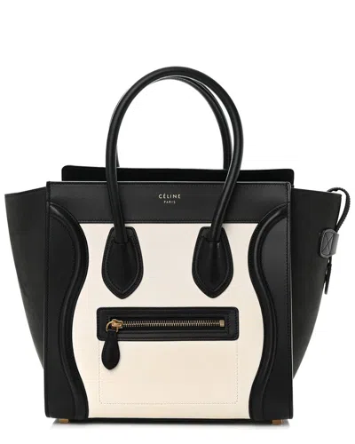 Celine White Drummed Leather Baby Tri-color Micro Luggage (authentic Pre-loved)