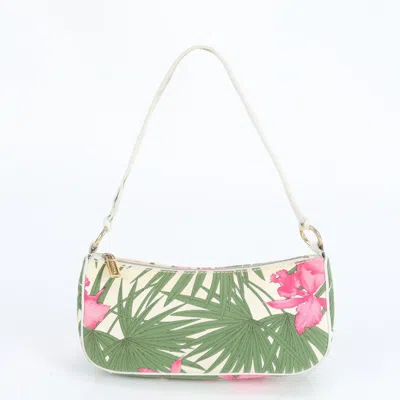 Pre-owned Celine White Leather Canvas Pouch Shoulder Bag Tote Bag ()