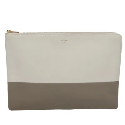 Pre-owned Celine Céline White Leather Clutch Bag ()