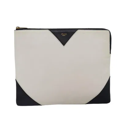 Celine Céline White Leather Clutch Bag ()