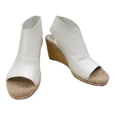 Pre-owned Celine Céline White Leather Espadrille Wedges Ss16/ss17 (phoebe Philo Era) Size 38