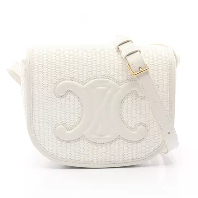 Pre-owned Celine White Leather Straw Shoulder Bag ()