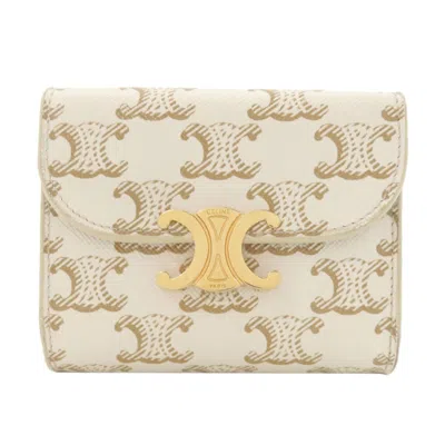 Pre-owned Celine White Leather Wallet (tri-fold) ()