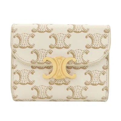 Pre-owned Celine White Leather Wallet (tri-fold) ()