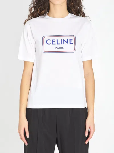 Celine White Loose Fit Cotton T-shirt