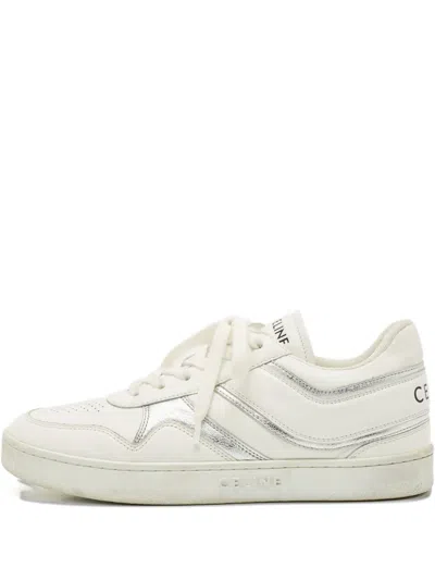 Pre-owned Celine White Metallic-accent Sneakers