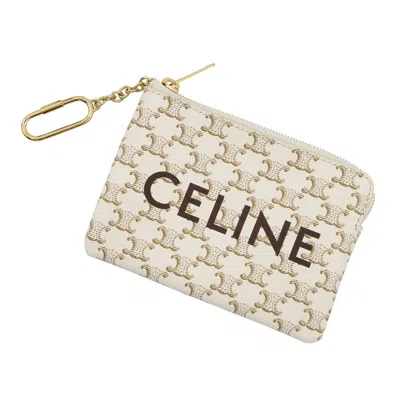 Pre-owned Celine White Pvc Coin Purse/coin Case ()