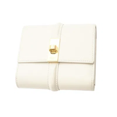 Pre-owned Celine White Satin Wallet (tri-fold) ()