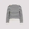 Celine Striped Crew-neck Sweater With Golden-effect Buttons In White