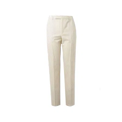 Celine Wool Striped Pants With Flared Legs And Classic Fit In Neutral