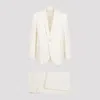 Celine Wool Suit With Belt Loops And Padded Shoulders In White