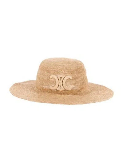 Pre-owned Celine Wide Brim Straw Hat In Neutrals