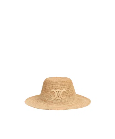Celine Wide Brim Straw Hat In Nude